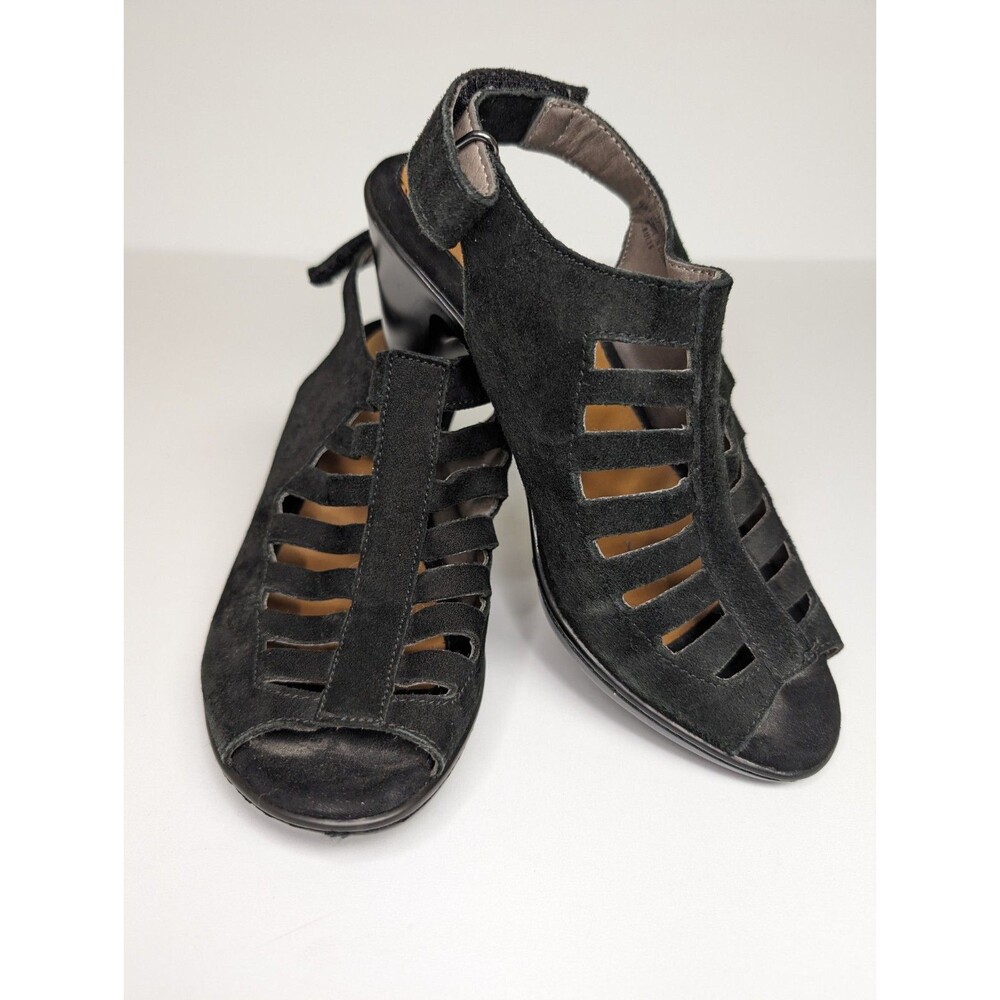EURO Soft by SOFFT Size 6M Black Suede Comfort Strappy VESTA Heels Sandals